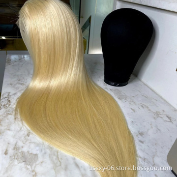 Wholesale blonde wig HD lace pre plucked human hair straight 613 lace frontal wigs 40 inch human hair full lace front wig